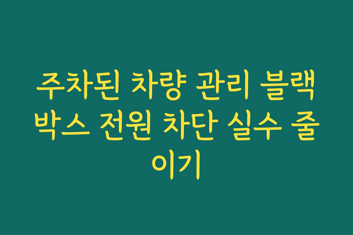 주차된 차량 관리 블랙박스 전원 차단 실수 줄이기