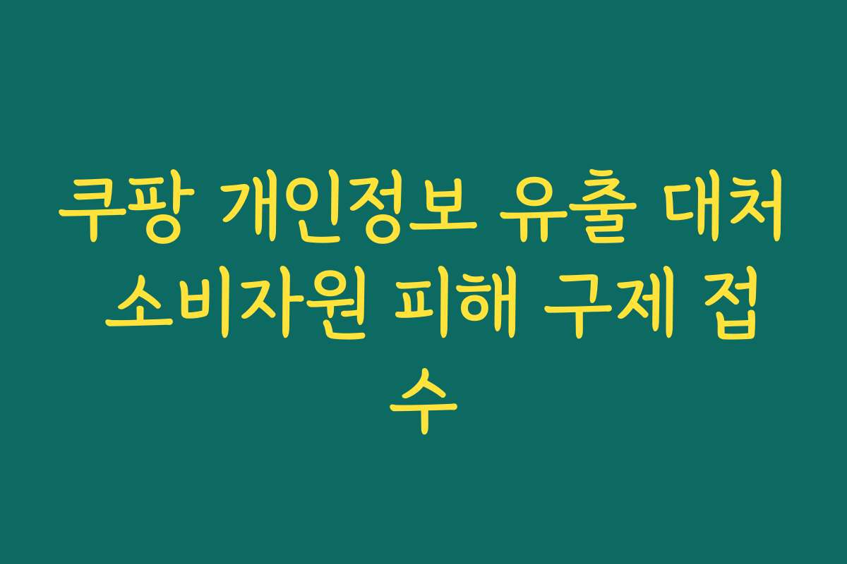 쿠팡 개인정보 유출 대처 소비자원 피해 구제 접수