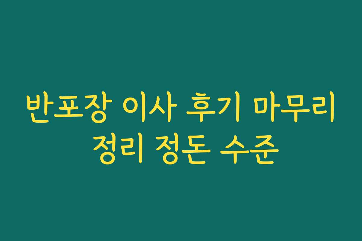반포장 이사 후기 마무리 정리 정돈 수준