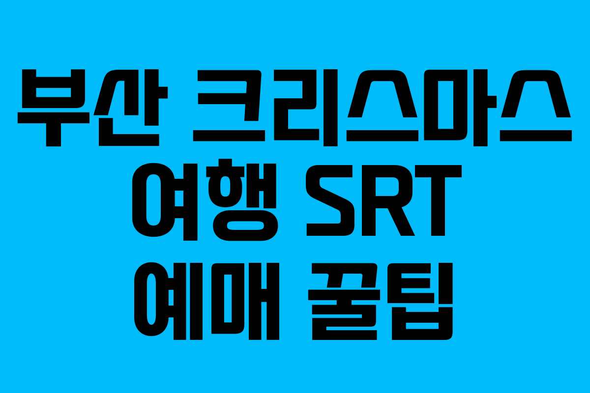 부산 크리스마스 여행 SRT 예매 꿀팁