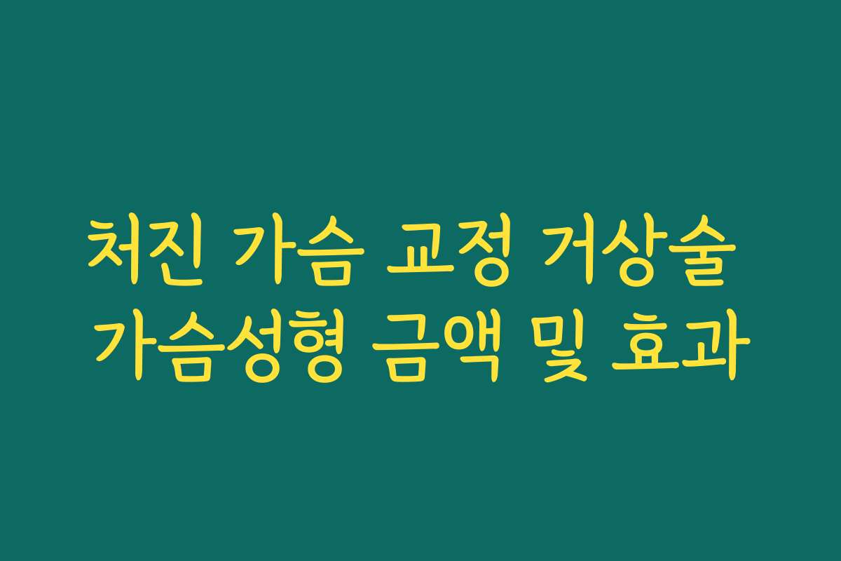 처진 가슴 교정 거상술 가슴성형 금액 및 효과