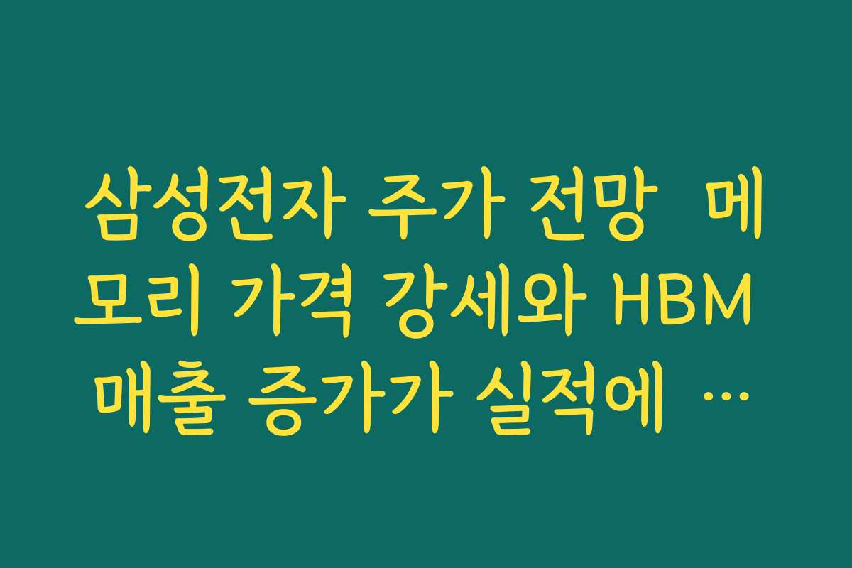 삼성전자 주가 전망  메모리 가격 강세와 HBM 매출 증가가 실적에 주는 구조적 모멘텀