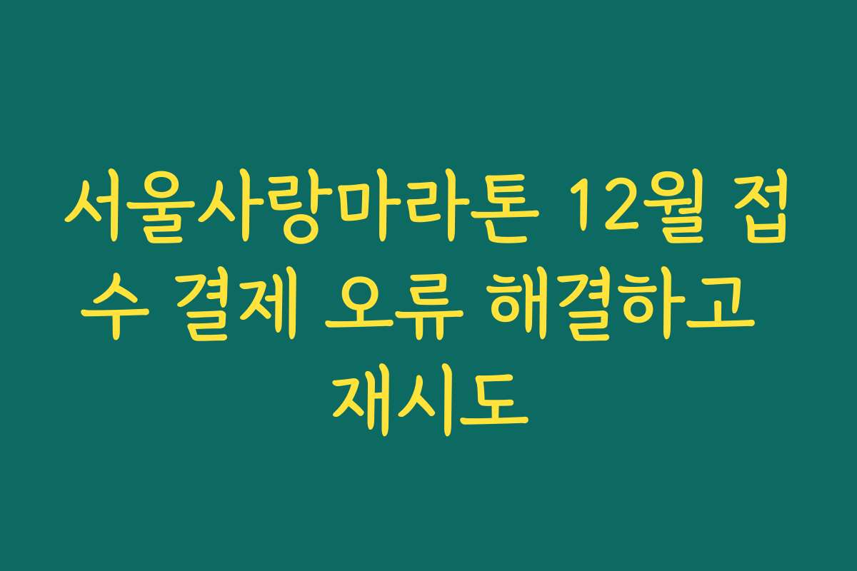 서울사랑마라톤 12월 접수 결제 오류 해결하고 재시도