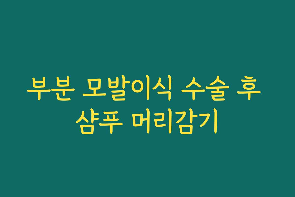 부분 모발이식 수술 후 샴푸 머리감기