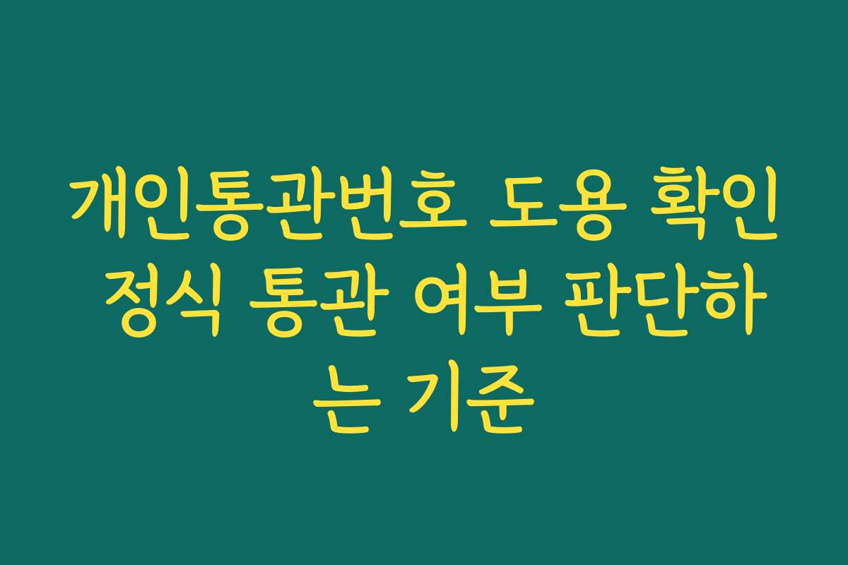 개인통관번호 도용 확인 정식 통관 여부 판단하는 기준