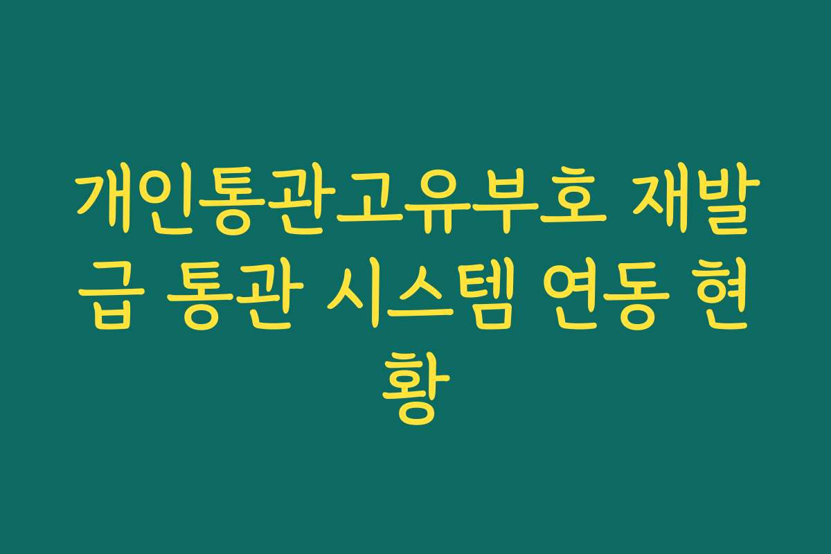 개인통관고유부호 재발급 통관 시스템 연동 현황