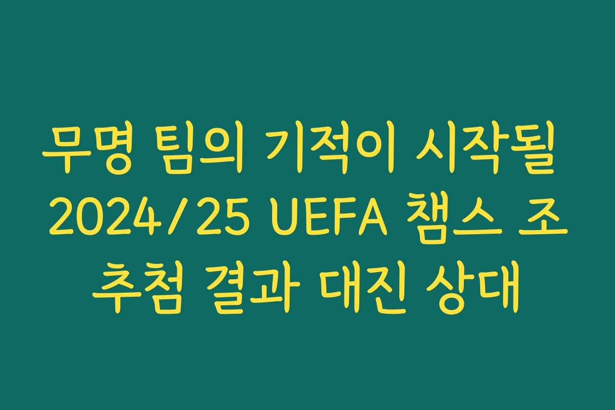 무명 팀의 기적이 시작될 2024/25 UEFA 챔스 조추첨 결과 대진 상대