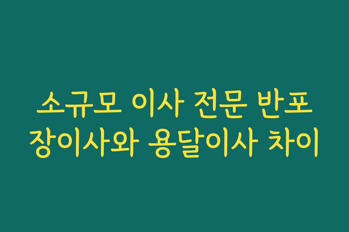 소규모 이사 전문 반포장이사와 용달이사 차이