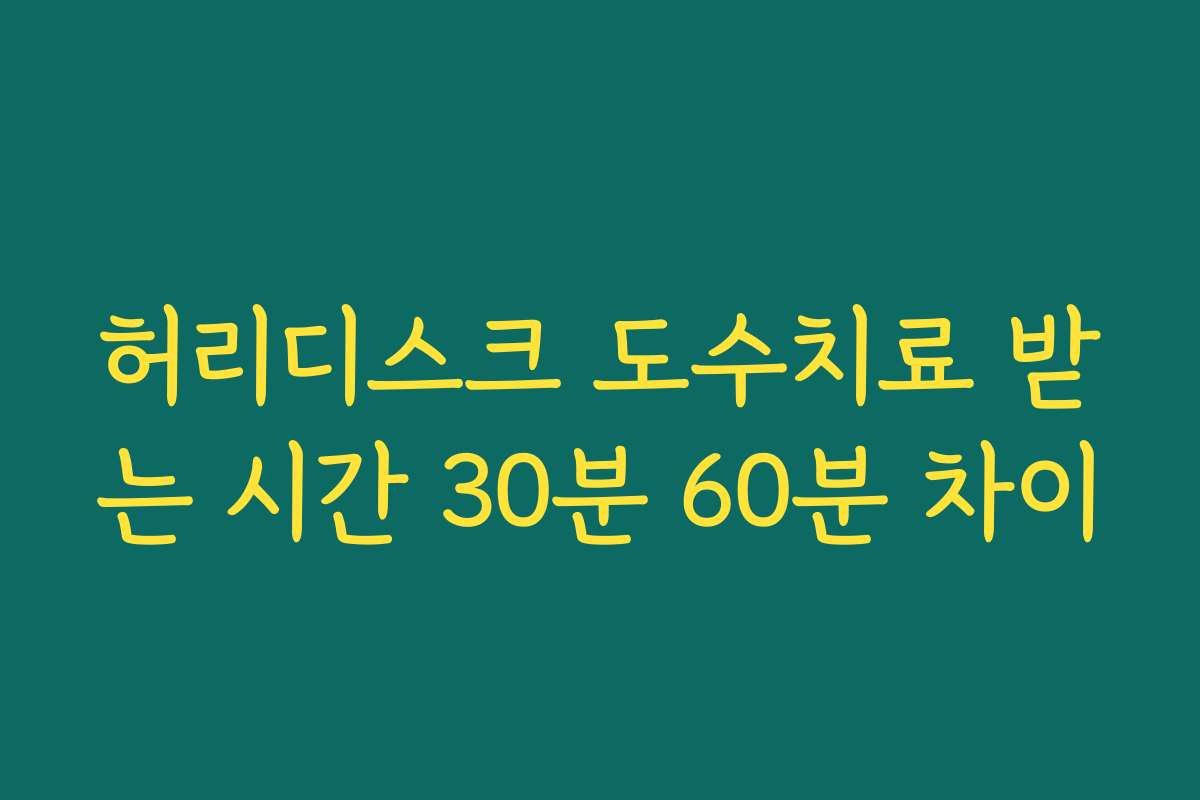 허리디스크 도수치료 받는 시간 30분 60분 차이