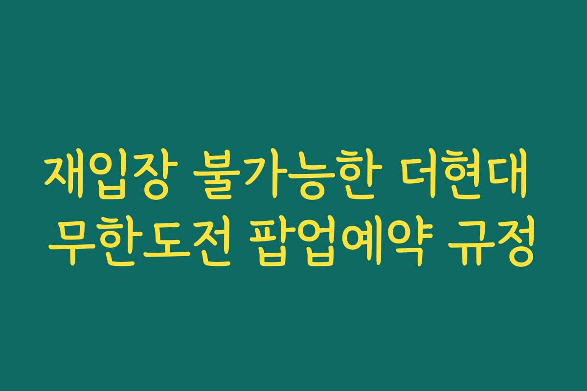 재입장 불가능한 더현대 무한도전 팝업예약 규정