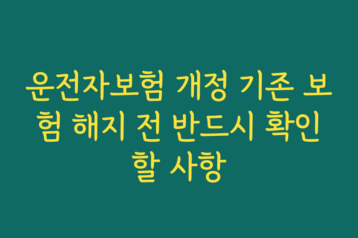 운전자보험 개정 기존 보험 해지 전 반드시 확인할 사항