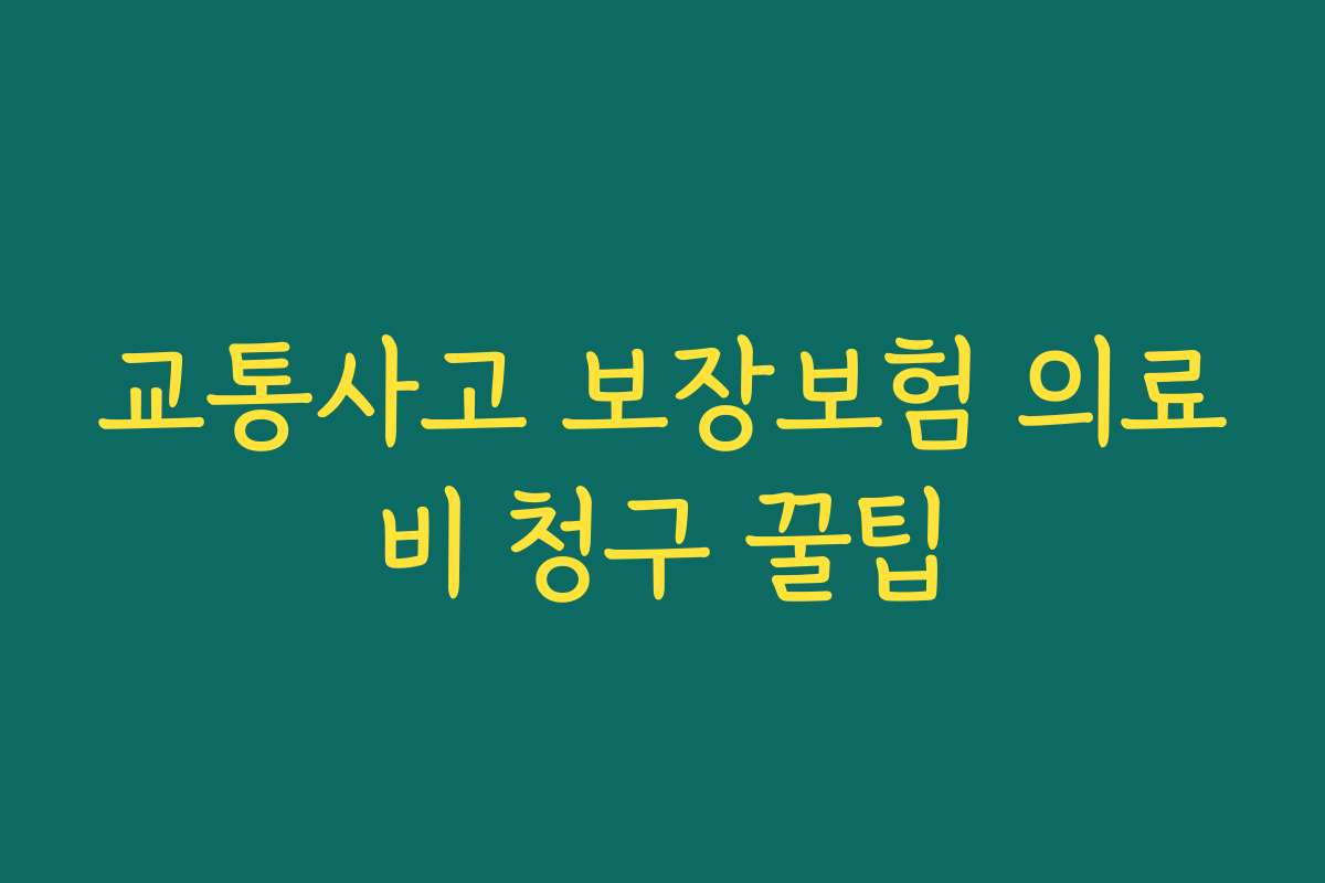 교통사고 보장보험 의료비 청구 꿀팁
