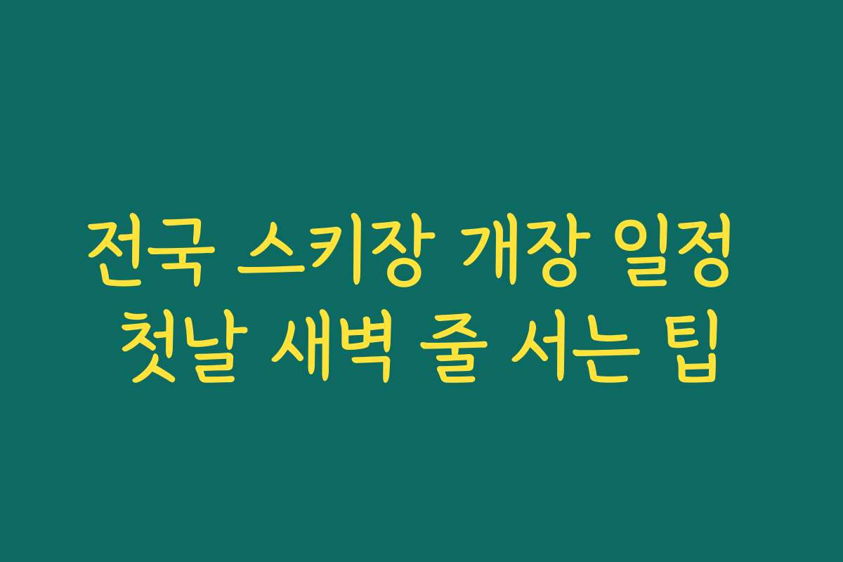 전국 스키장 개장 일정 첫날 새벽 줄 서는 팁
