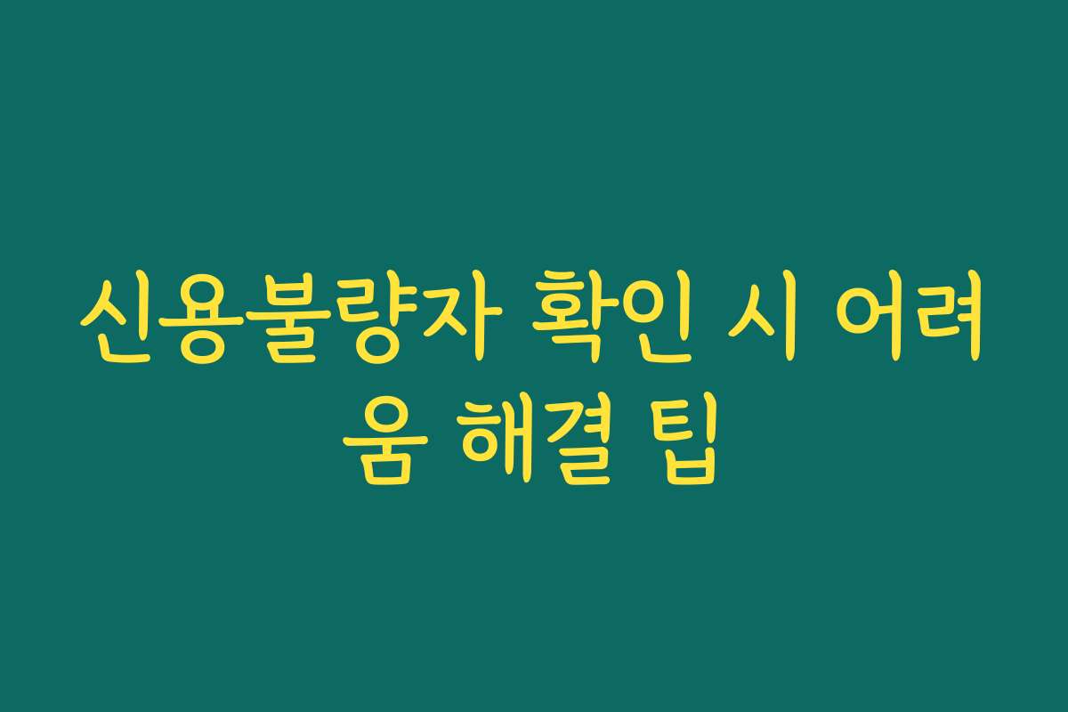 신용불량자 확인 시 어려움 해결 팁