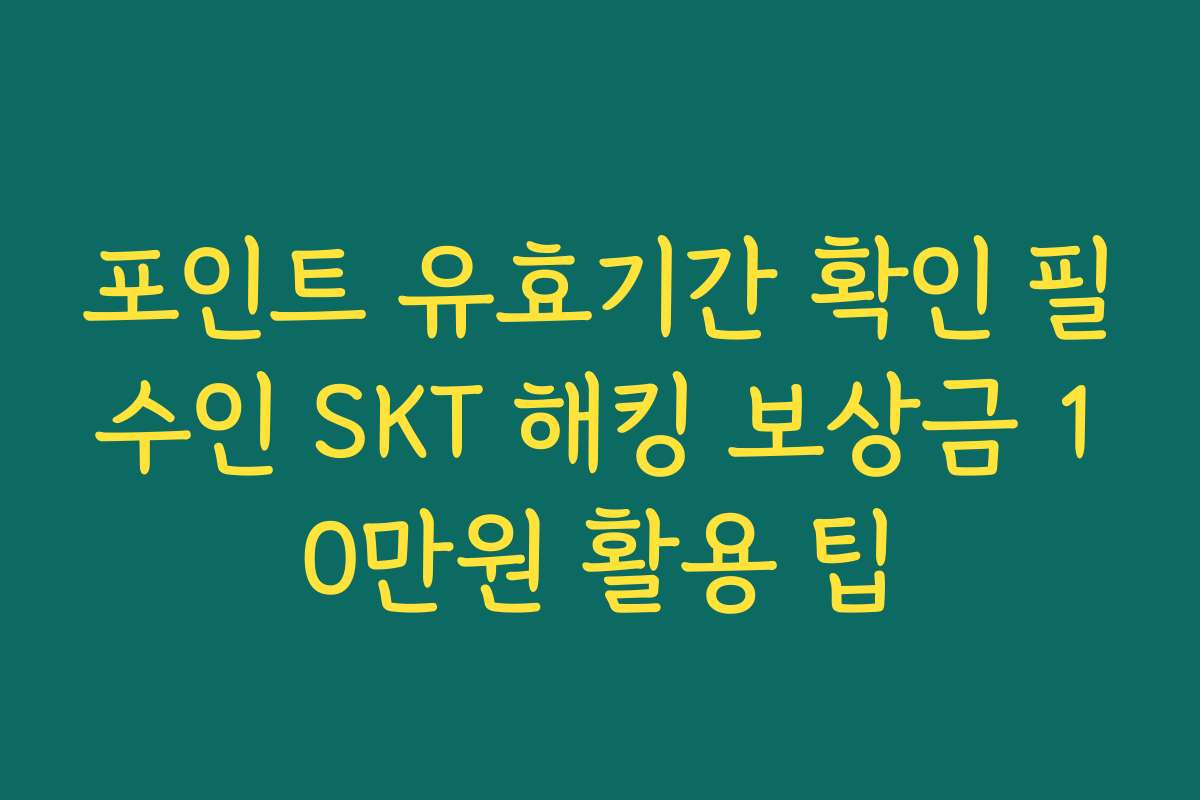 포인트 유효기간 확인 필수인 SKT 해킹 보상금 10만원 활용 팁