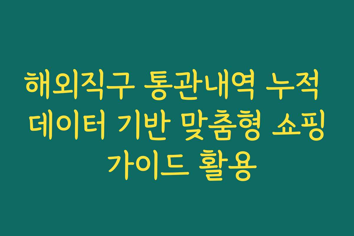 해외직구 통관내역 누적 데이터 기반 맞춤형 쇼핑 가이드 활용