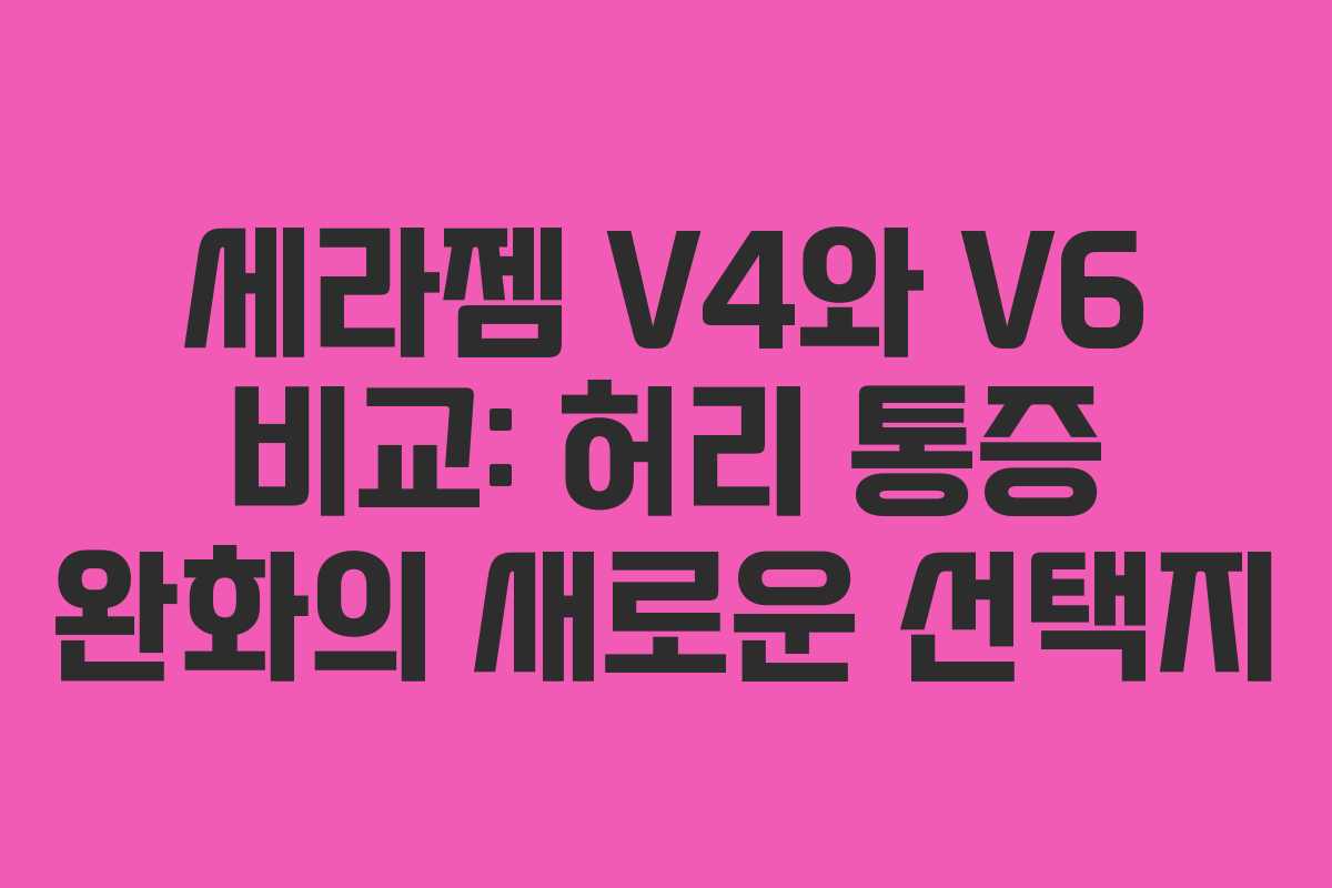 세라젬 V4와 V6 비교: 허리 통증 완화의 새로운 선택지