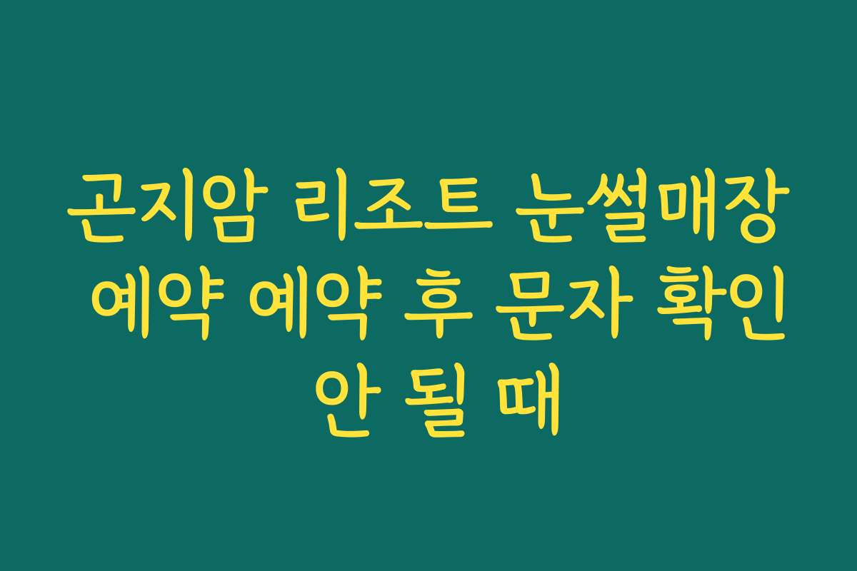 곤지암 리조트 눈썰매장 예약 예약 후 문자 확인 안 될 때