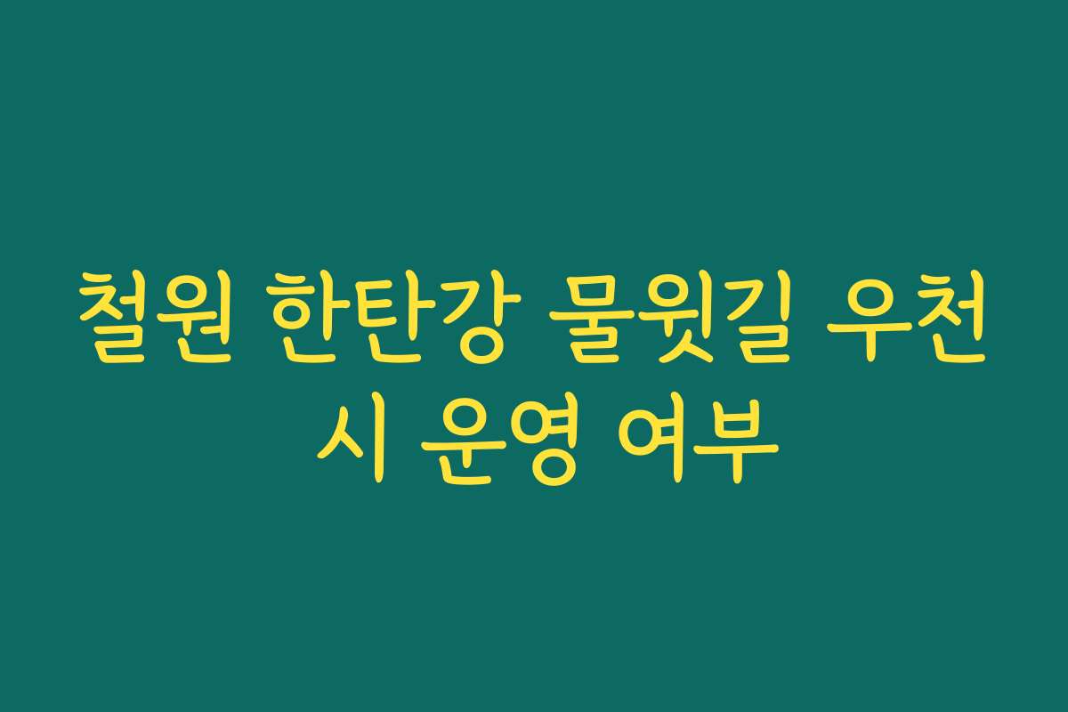 철원 한탄강 물윗길 우천 시 운영 여부