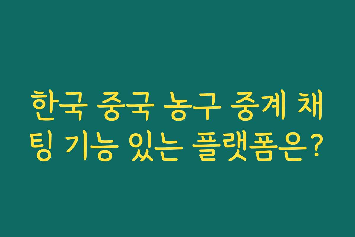한국 중국 농구 중계 채팅 기능 있는 플랫폼은?