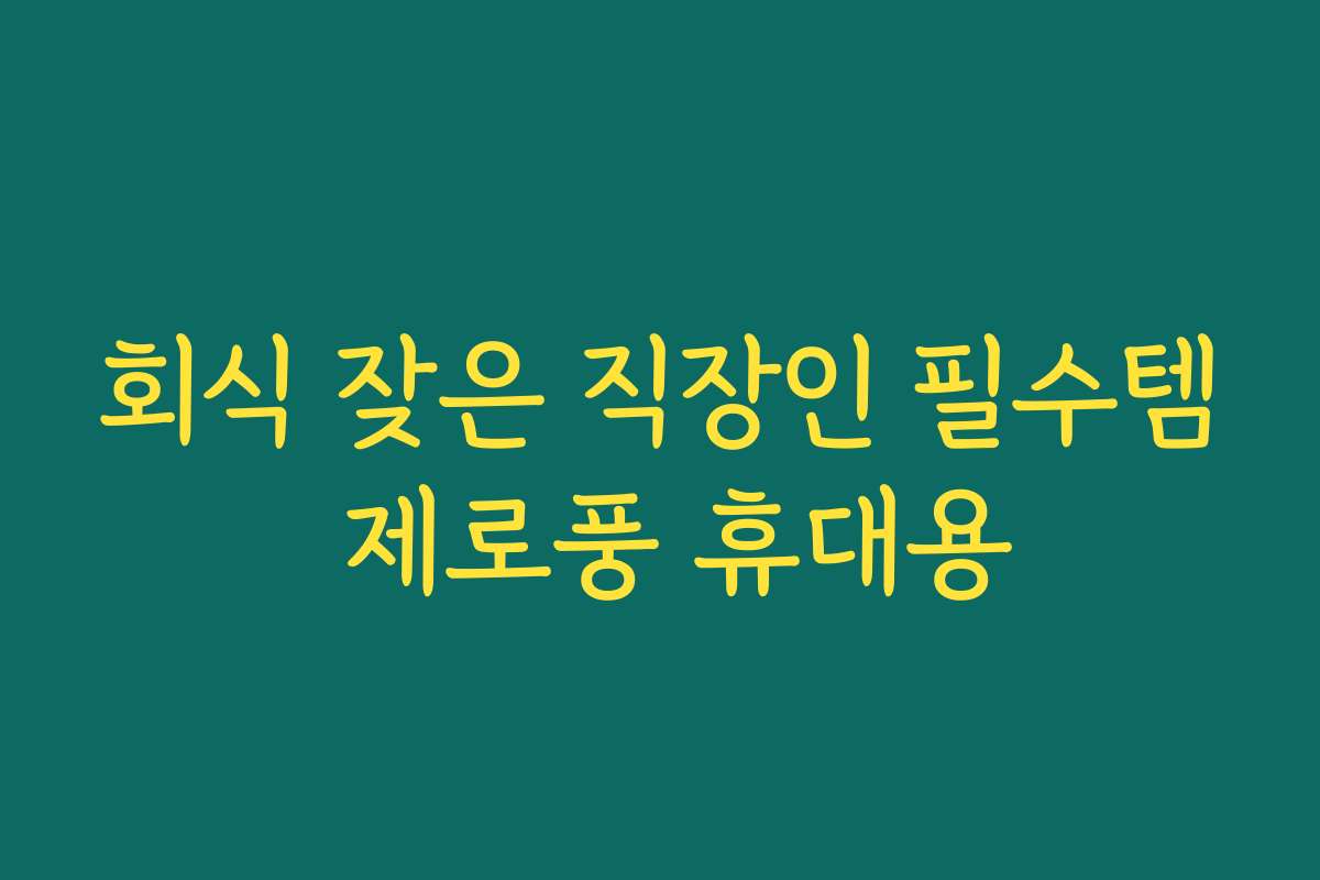 회식 잦은 직장인 필수템 제로풍 휴대용