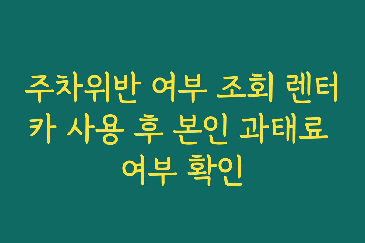 주차위반 여부 조회 렌터카 사용 후 본인 과태료 여부 확인