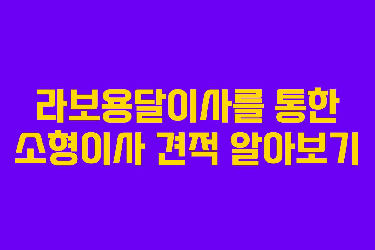 라보용달이사를 통한 소형이사 견적 알아보기
