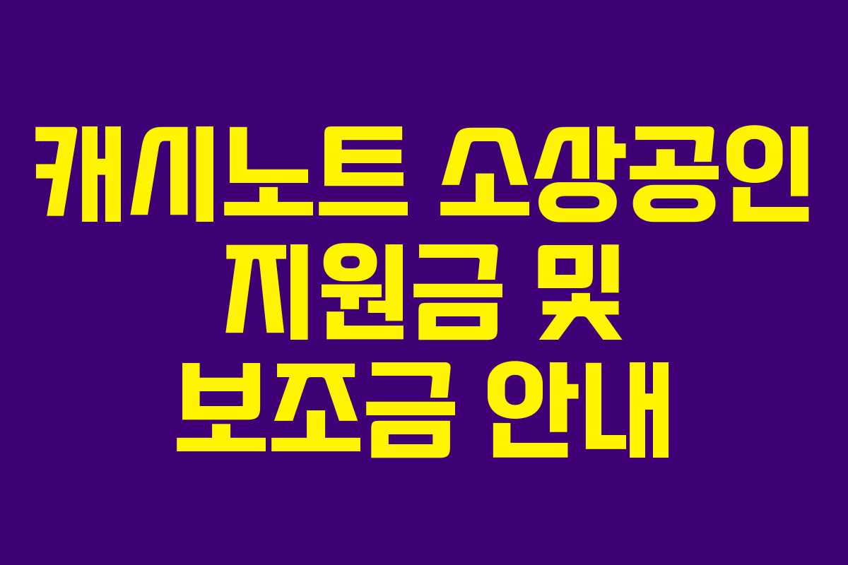 캐시노트 소상공인 지원금 및 보조금 안내