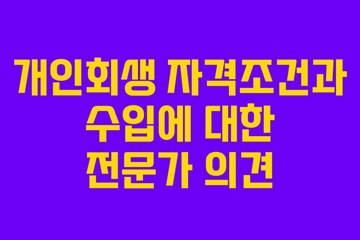 개인회생 자격조건과 수입에 대한 전문가 의견