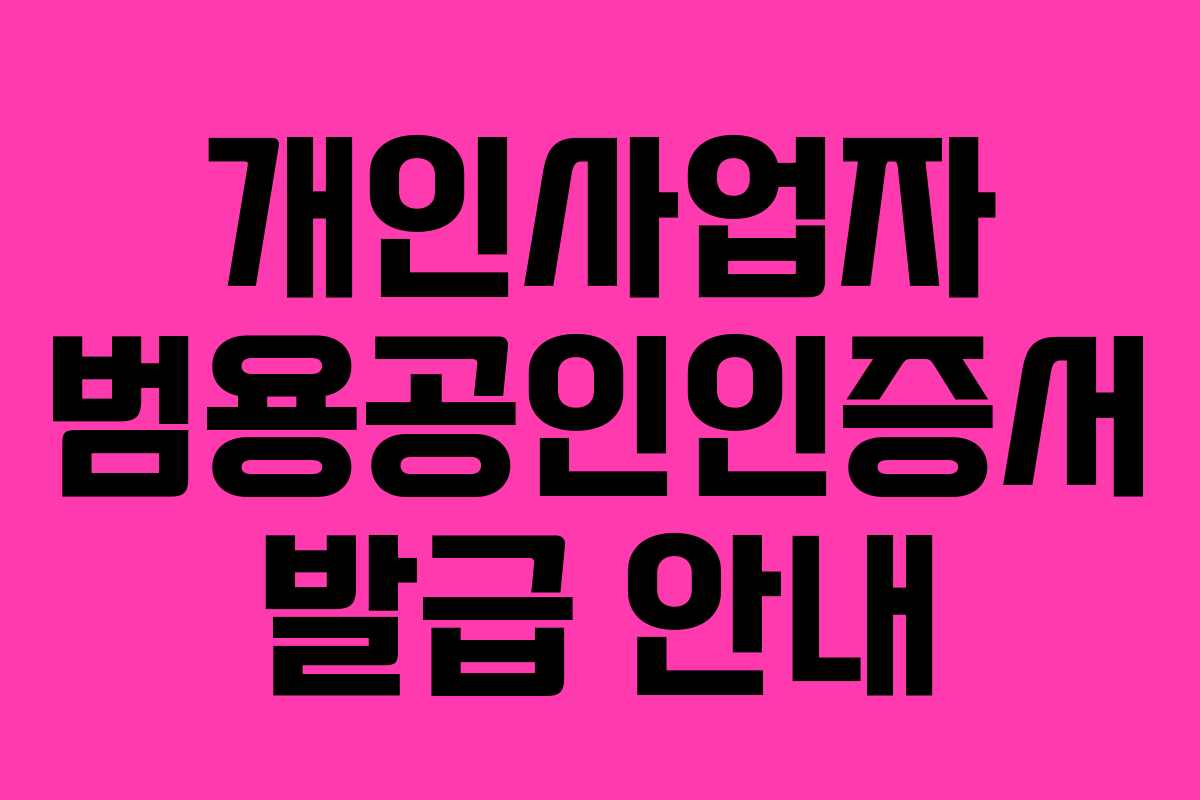 개인사업자 범용공인인증서 발급 안내