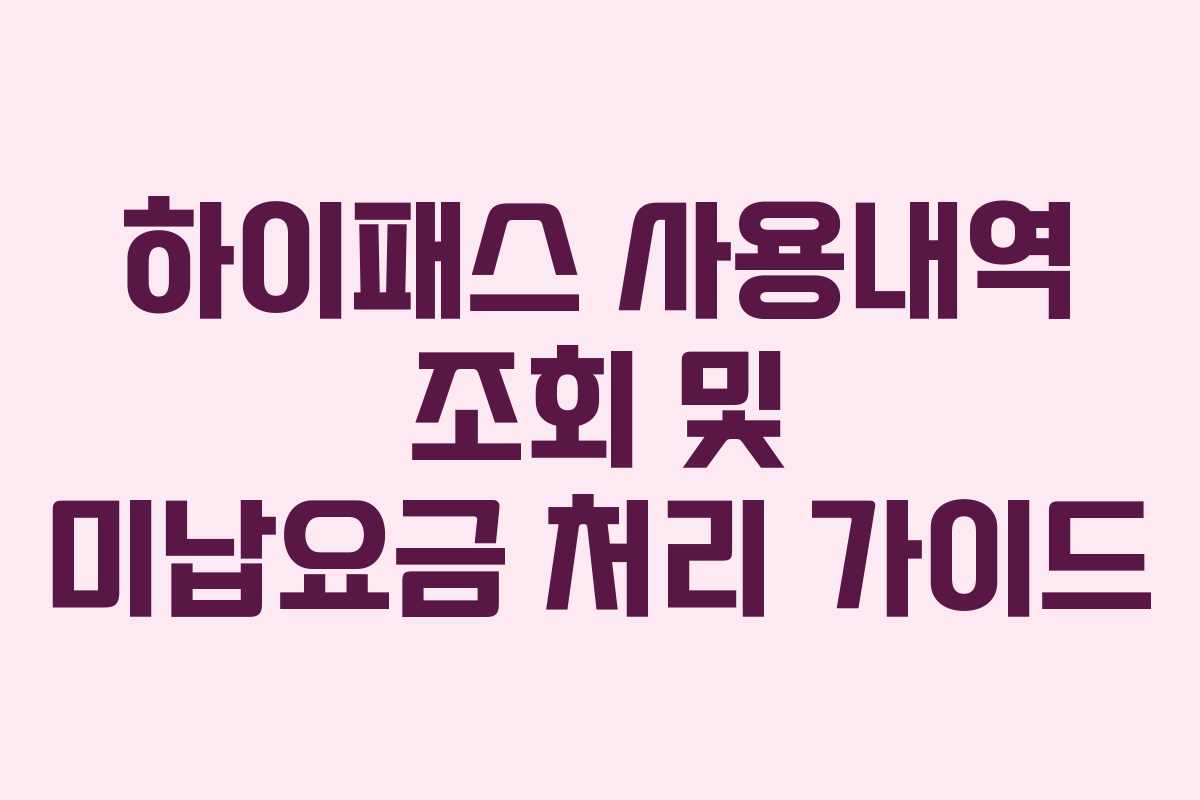 하이패스 사용내역 조회 및 미납요금 처리 가이드