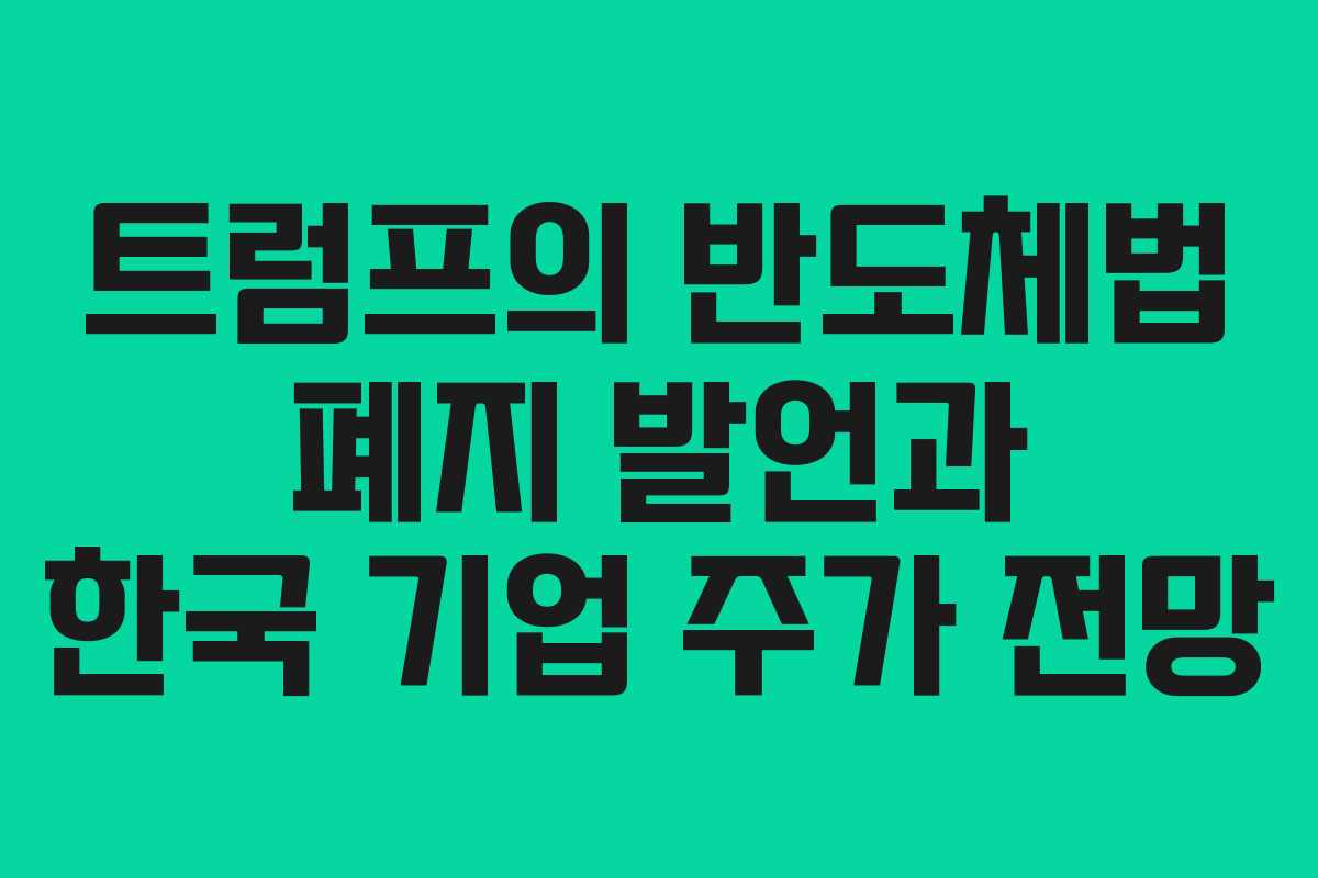 트럼프의 반도체법 폐지 발언과 한국 기업 주가 전망
