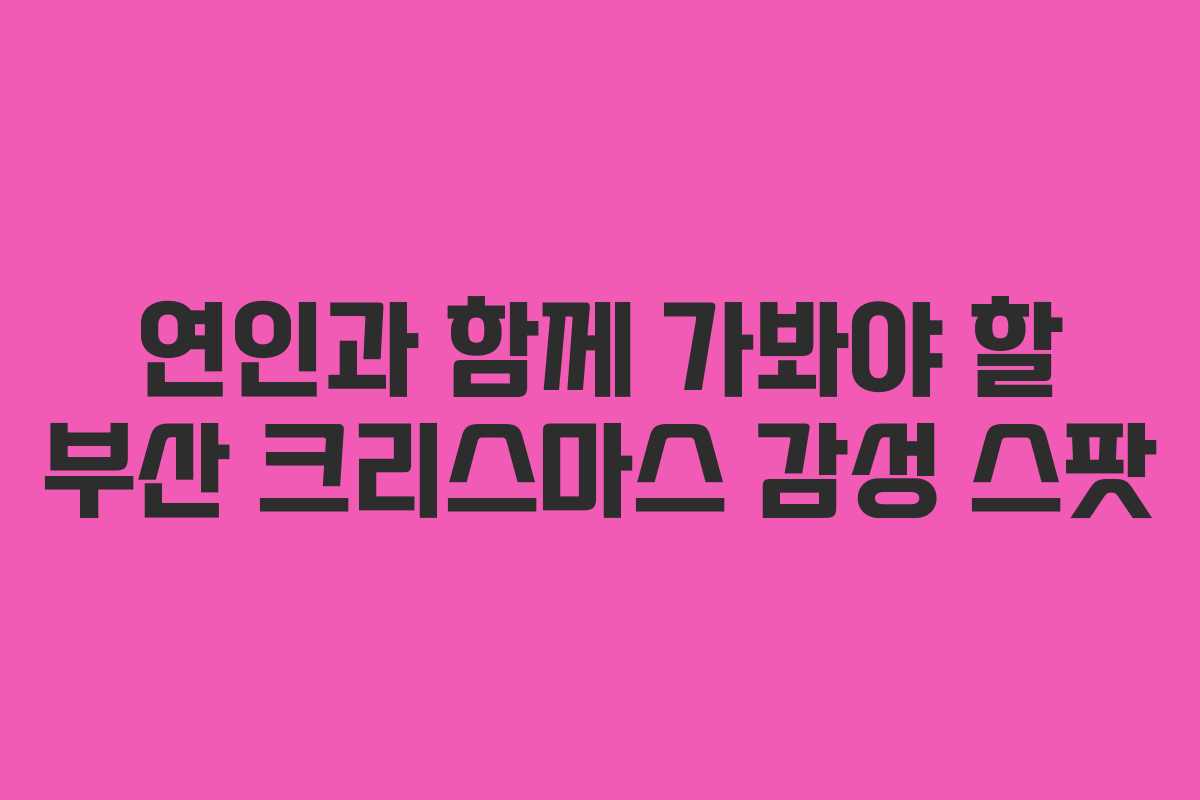 연인과 함께 가봐야 할 부산 크리스마스 감성 스팟