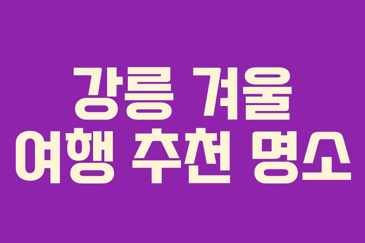 강릉 겨울 여행 추천 명소