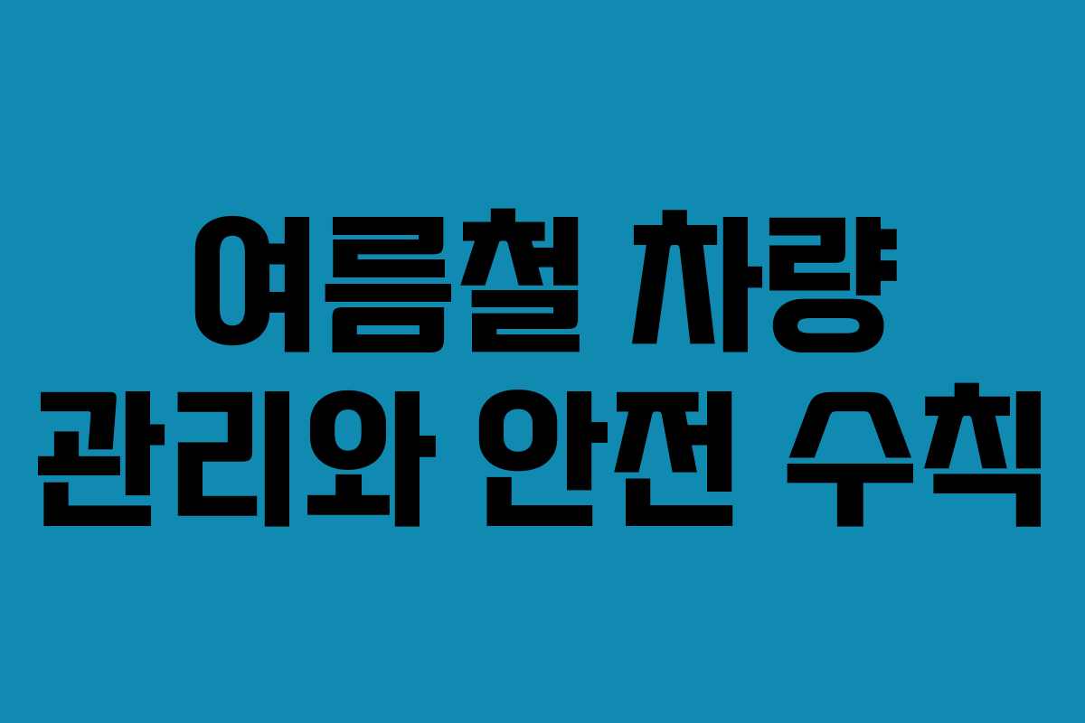 여름철 차량 관리와 안전 수칙