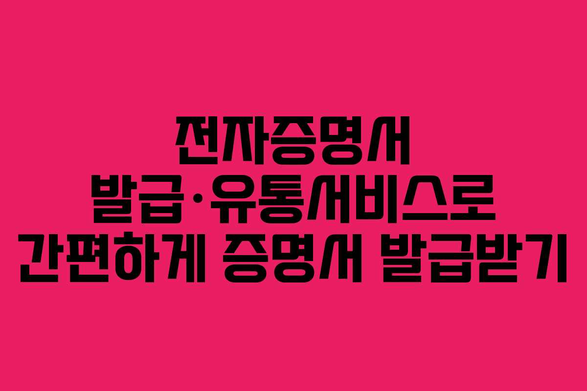 전자증명서 발급·유통서비스로 간편하게 증명서 발급받기