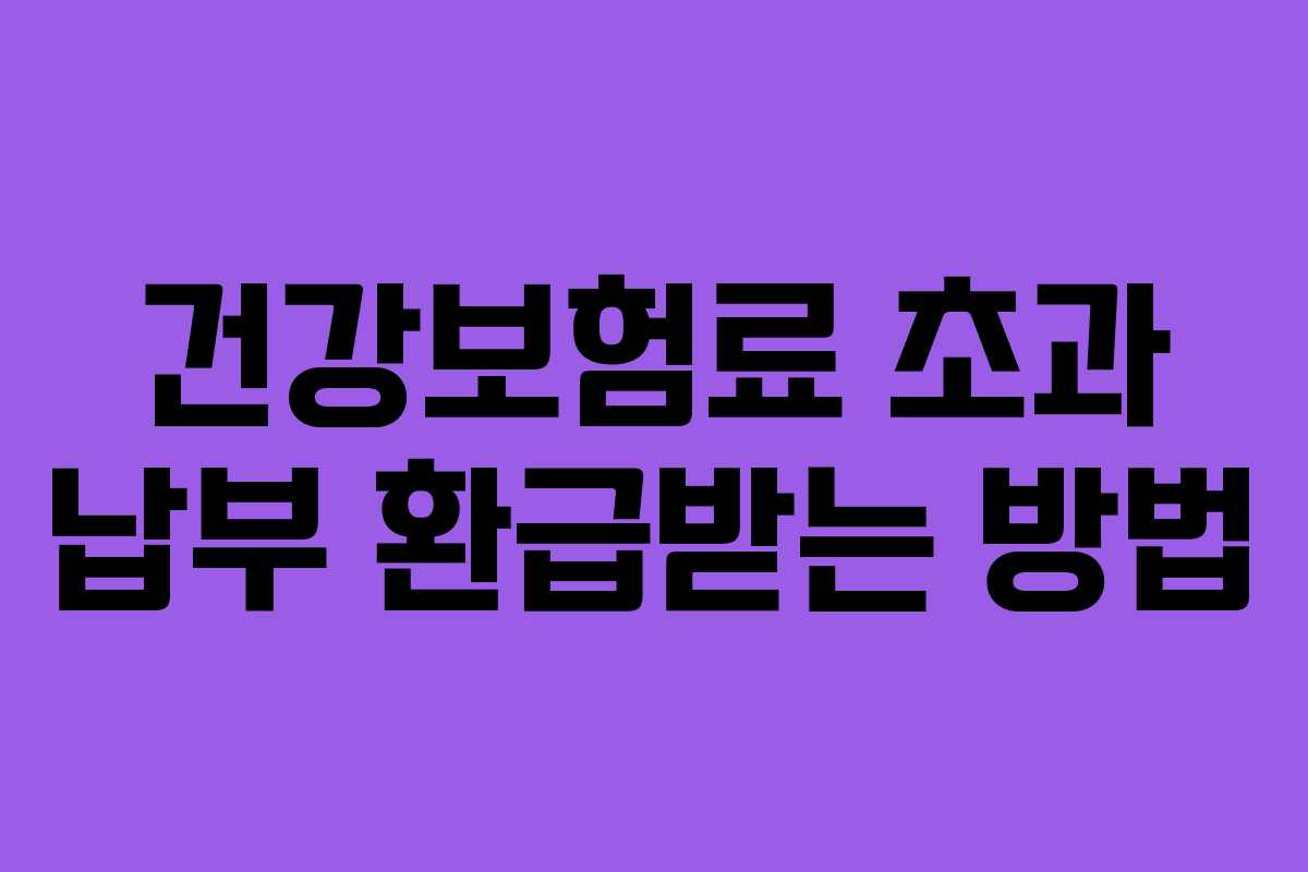 건강보험료 초과 납부 환급받는 방법