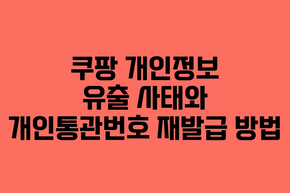쿠팡 개인정보 유출 사태와 개인통관번호 재발급 방법