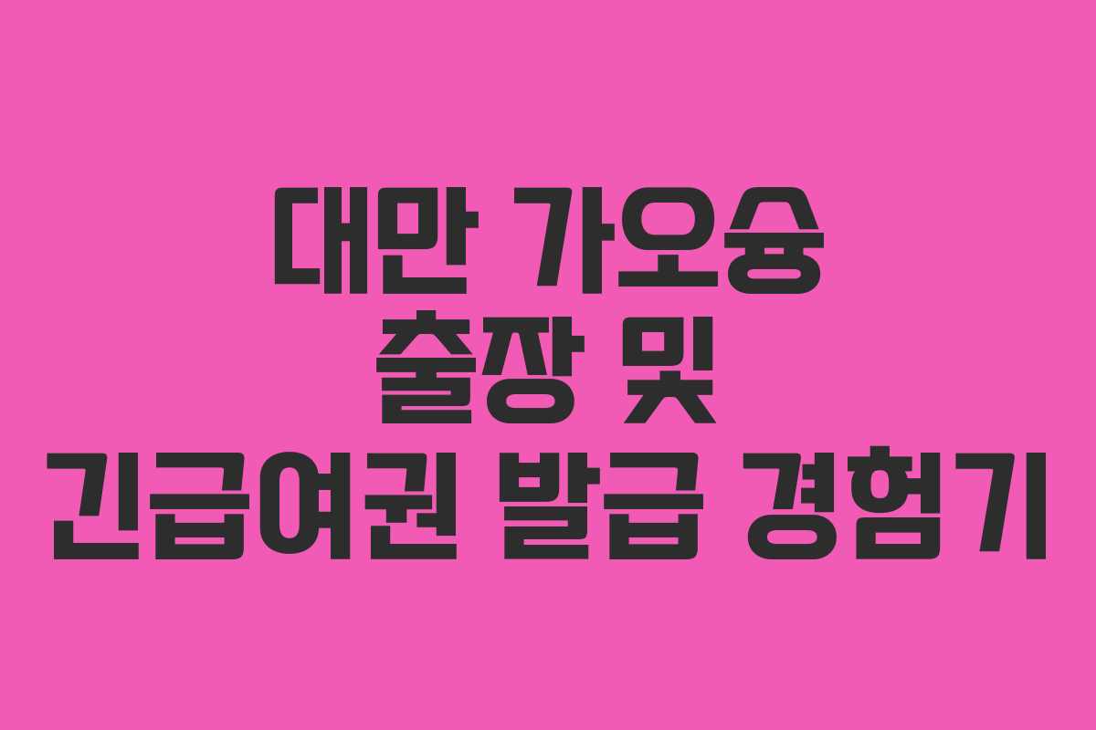 대만 가오슝 출장 및 긴급여권 발급 경험기