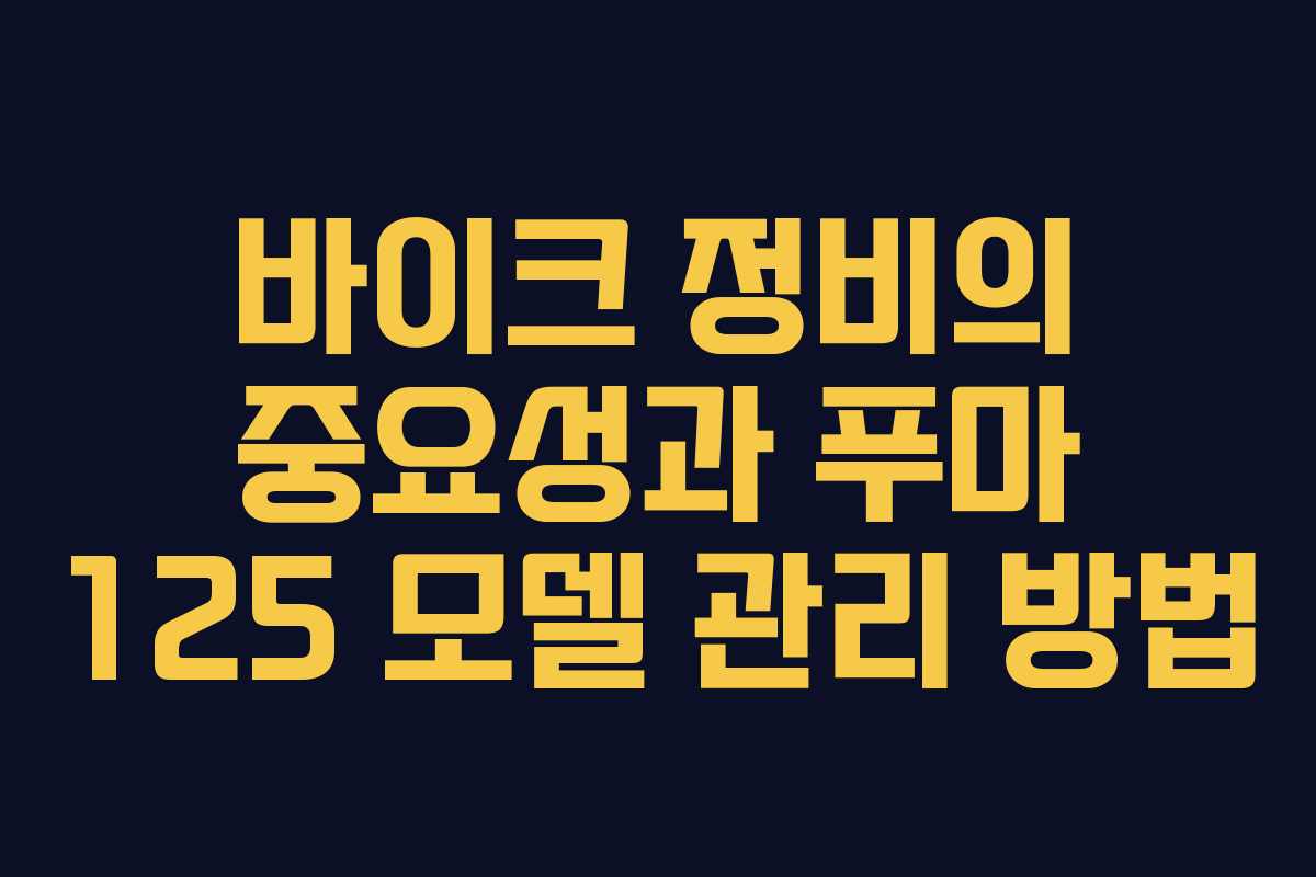 바이크 정비의 중요성과 푸마 125 모델 관리 방법