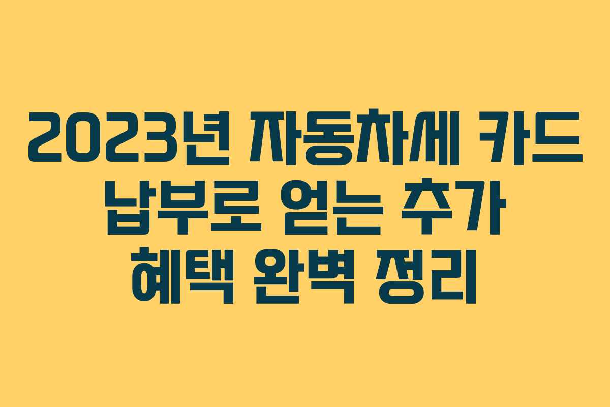 2023년 자동차세 카드 납부로 얻는 추가 혜택 완벽 정리
