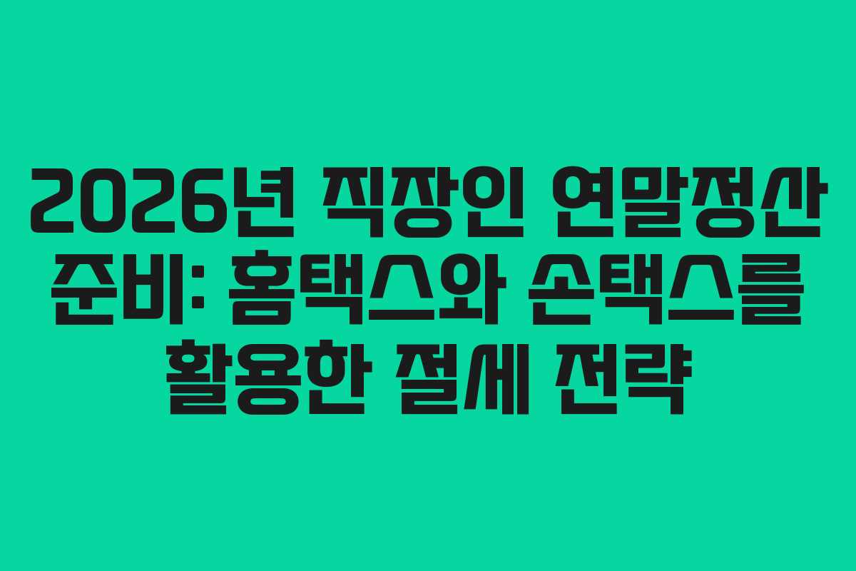 2026년 직장인 연말정산 준비: 홈택스와 손택스를 활용한 절세 전략