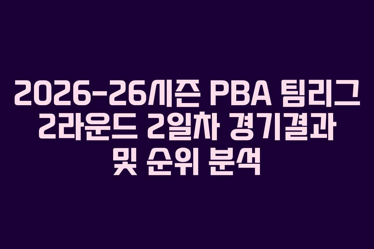 2026-26시즌 PBA 팀리그 2라운드 2일차 경기결과 및 순위 분석