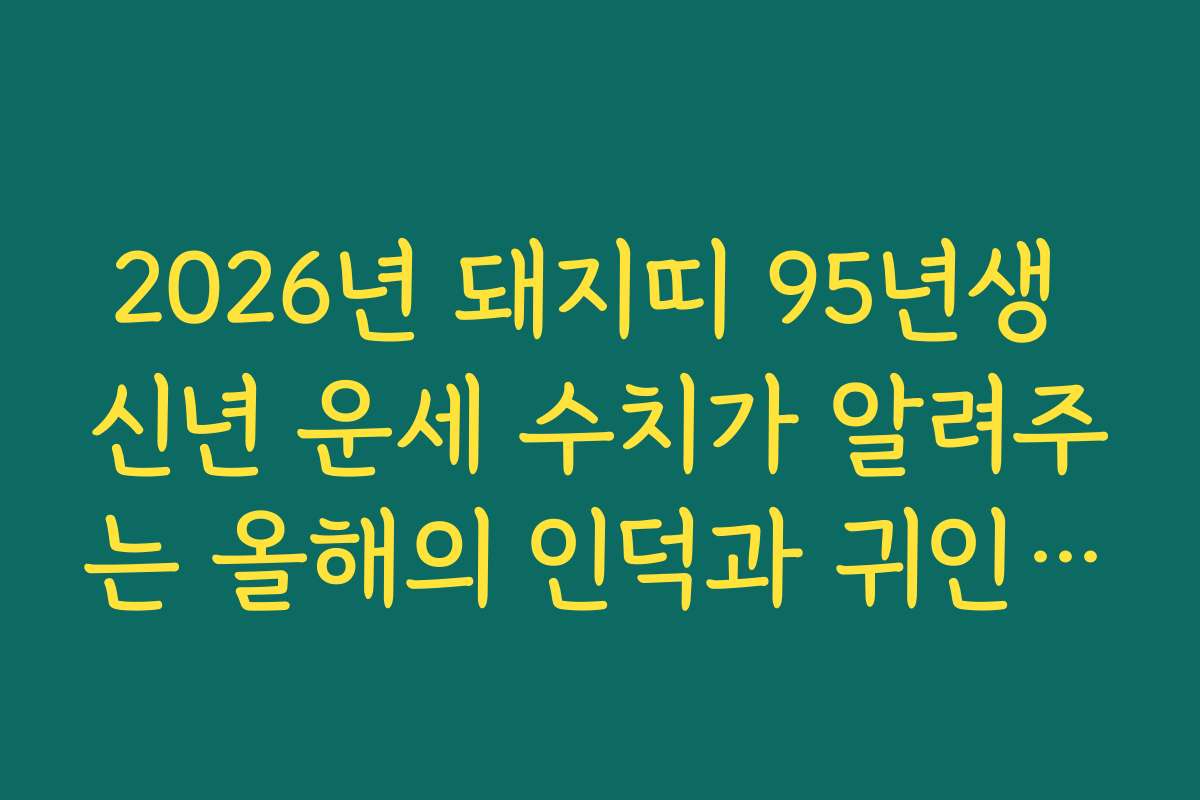 2026년 돼지띠 95년생 신년 운세 수치가 알려주는 올해의 인덕과 귀인 운