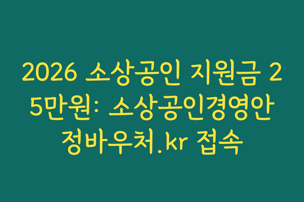 2026 소상공인 지원금 25만원: 소상공인경영안정바우처.kr 접속