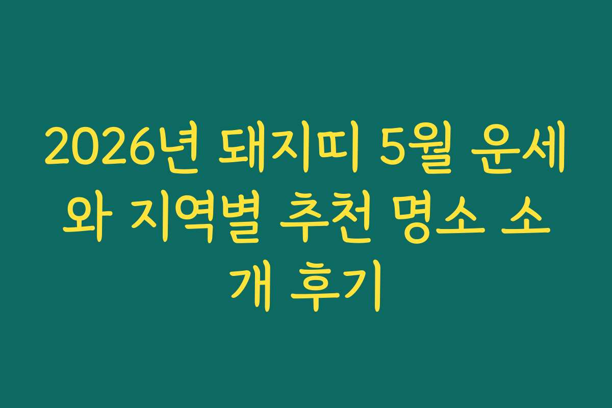 2026년 돼지띠 5월 운세와 지역별 추천 명소 소개 후기