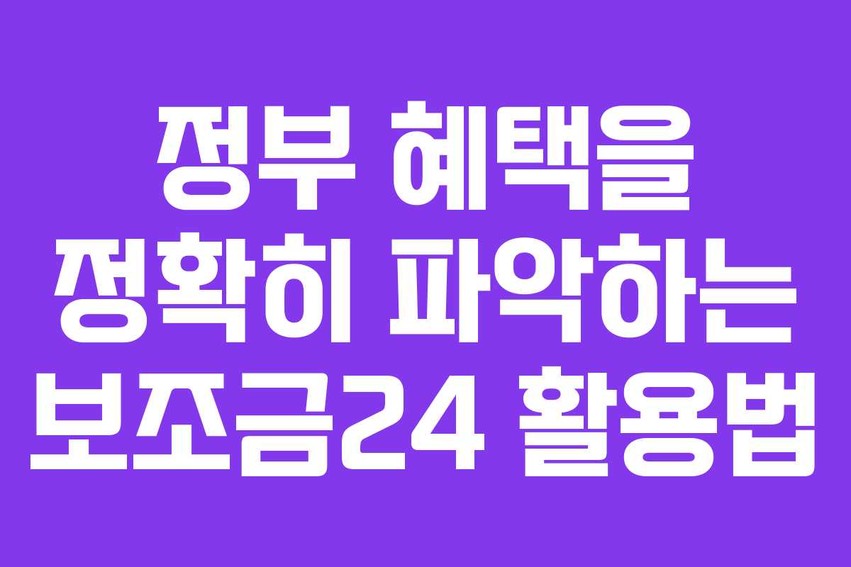 정부 혜택을 정확히 파악하는 보조금24 활용법