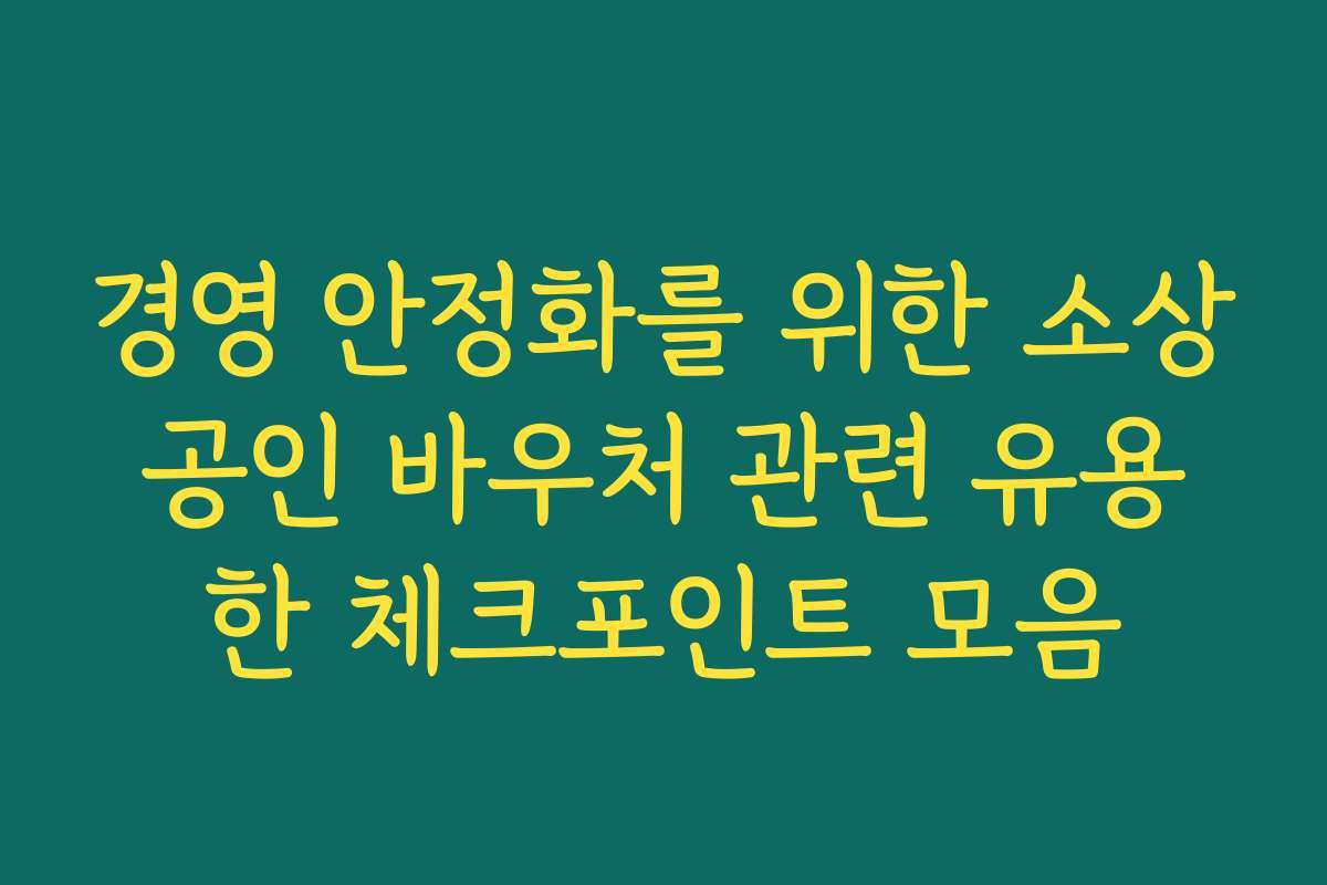 경영 안정화를 위한 소상공인 바우처 관련 유용한 체크포인트 모음
