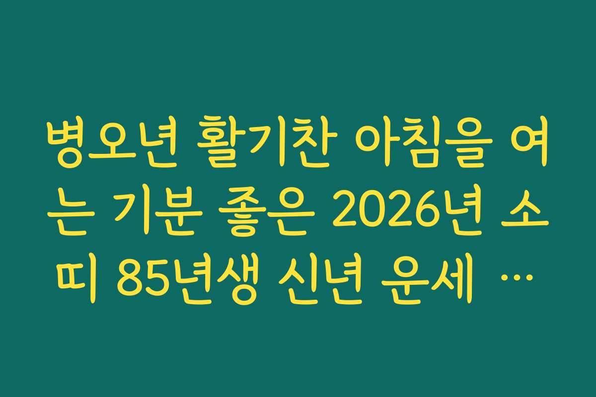 병오년 활기찬 아침을 여는 기분 좋은 2026년 소띠 85년생 신년 운세 문자