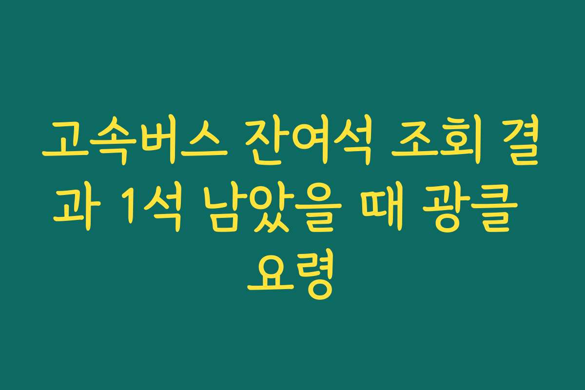 고속버스 잔여석 조회 결과 1석 남았을 때 광클 요령
